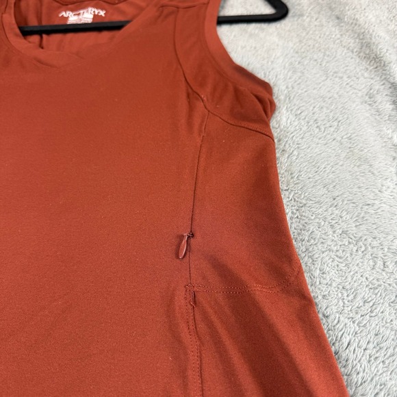 Arcteryx Womens S P Rust Orange Sleeveless V Neck Athletic Dress Zip Pocket - Picture 6 of 12